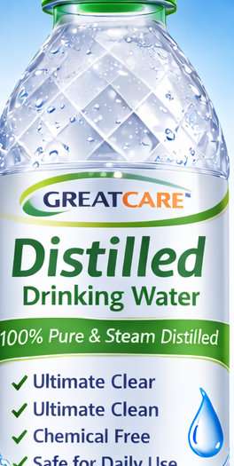 GreatCare Distilled Drinking Water close-up view